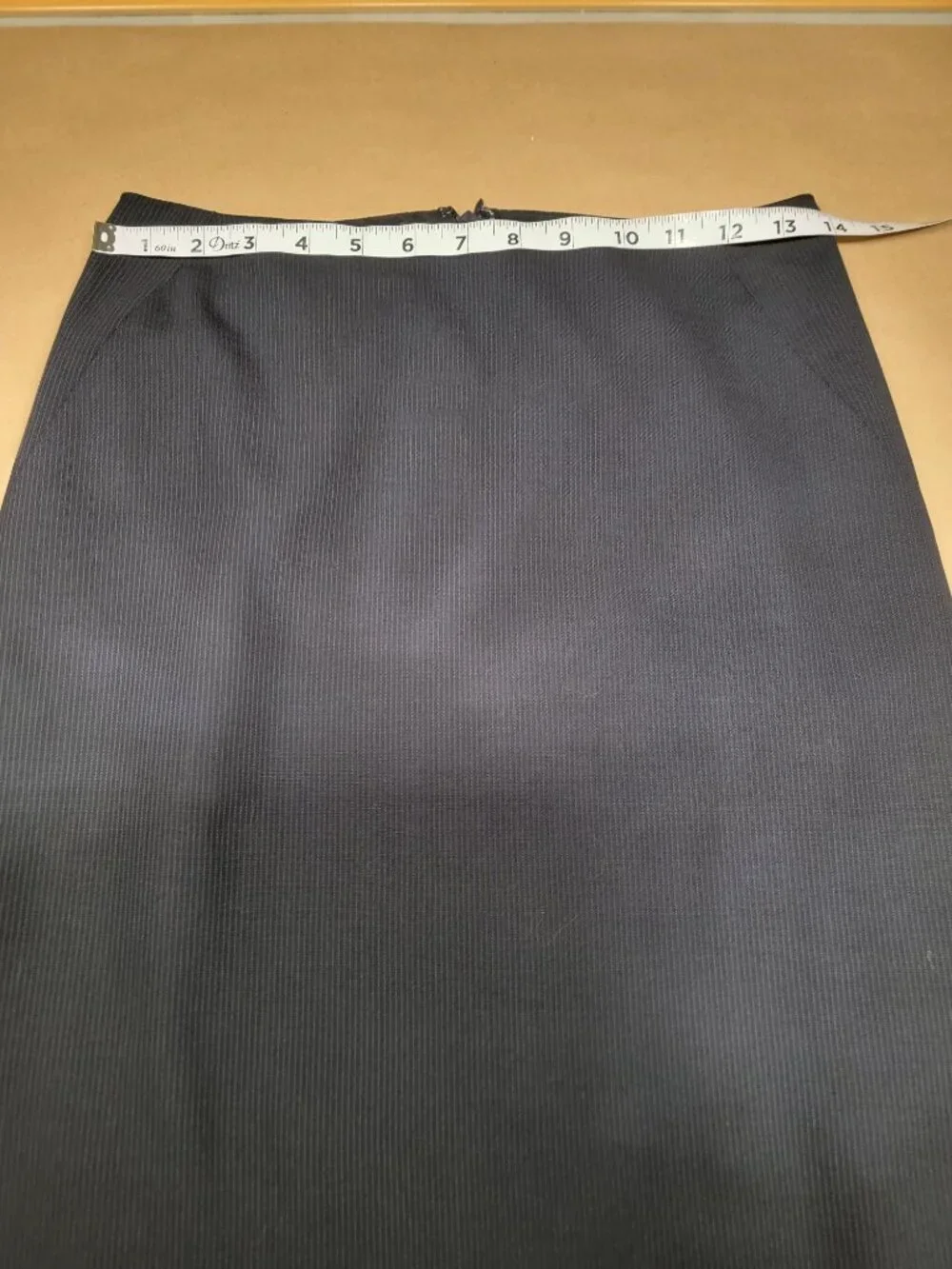 J. Crew Size 2 Navy Blue with Gray Pinstriped Summer Wool Pencil Skirt